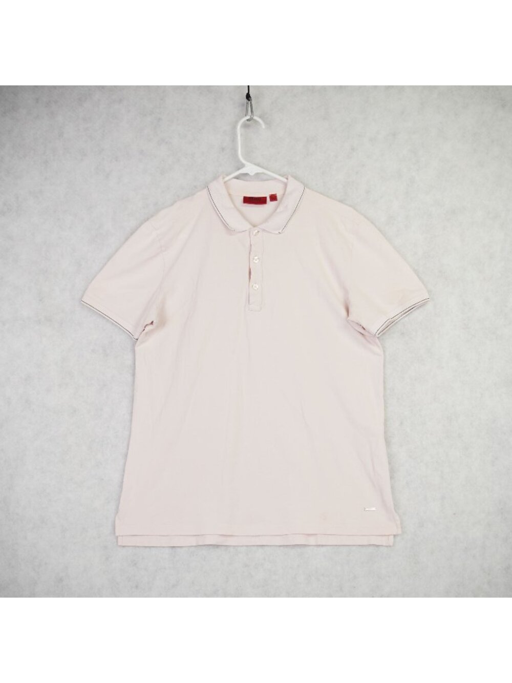 Hugo Boss Womens Slim Fit Pink Polo Shirt W/ Contrast Trim Collar Size Large